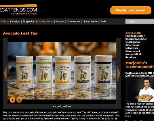 Avocado Leaf Tea Featured in Hortecatrends